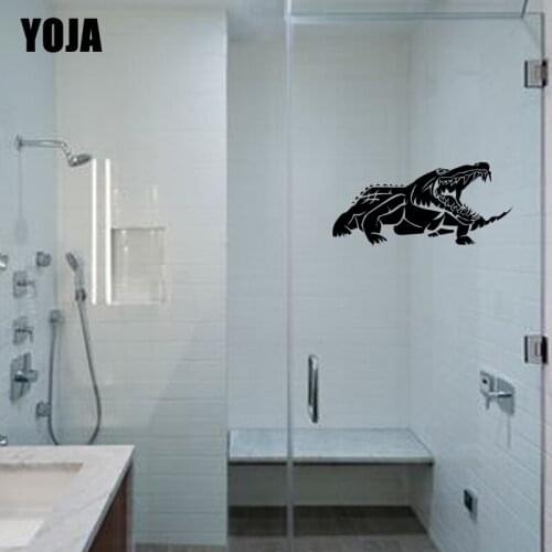 YOJA 13x26.7CM Fierce Crocodile Bathroom Shower Decal Decoration Home Wall Sticker G2-0257