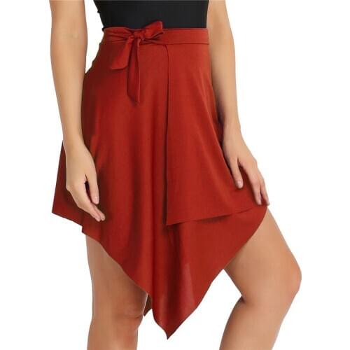 Women Stretchy Asymmetrical Hem Ballet Latin Dance Wrap Skirt Figure Skating Rumba Samba Tango Stage Performance Dance Costume