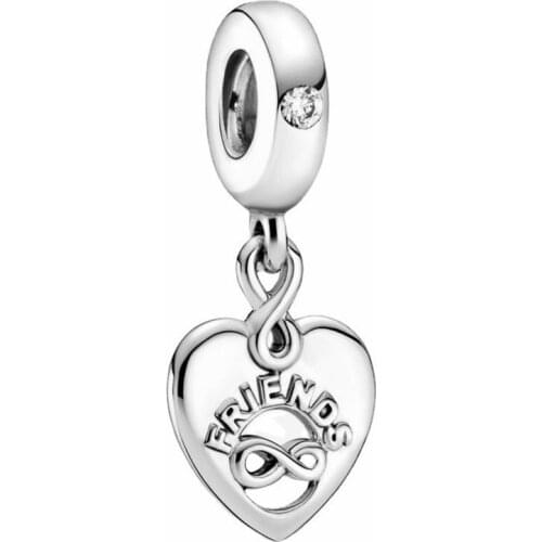 1Pcs New Pretty Heart Letters Friends Pendant DIY Beads Suitable for Original Pandora Charm Bracelet Ladies Jewelry Making Gifts