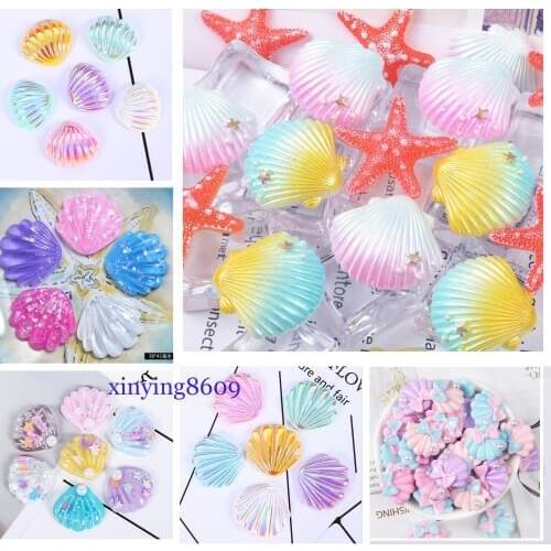 10pcs/lot Flat Back Resin Shell flatback Resin Cabochon for Phone Decoration Hair Bow DIY Scrapbook Embellishmen