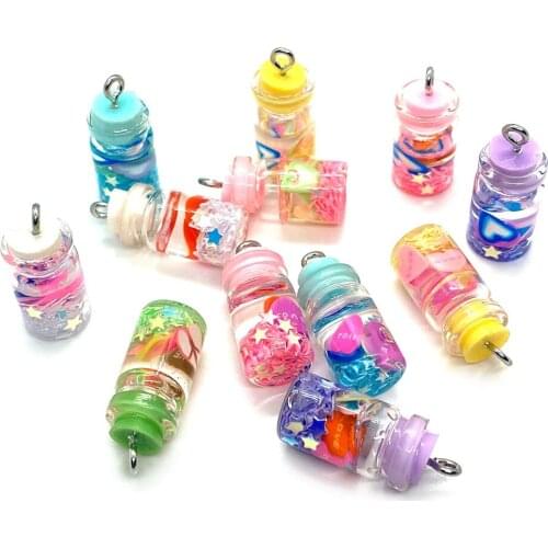 10pcs/pack of Charm Candy Mini Drink Bottle Soft Ceramic Glass Bottle Pendant To Make DIY Jewelry Necklace Earring Accessories