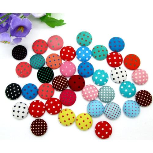 100 Pcs 15 mm Round Fabric Covered Buttons Decorative Cabochon Scrapbooking Sewing Diy Accessories Cloth Fabric Flatback Button