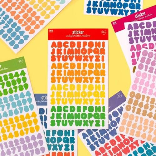 2 Pcs/Pack Simple Number Alphabet Stickers Planner Bullet Journal English Stickers Scrapbooking Diary Decorative Stationery