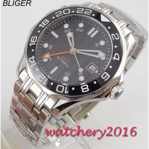 41mm sterile black dial ceramic bezel sapphire glass date Mechanical automatic mens watch