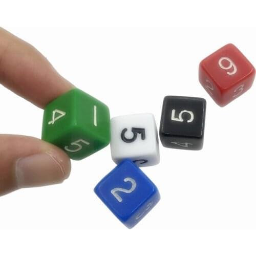 50/100/200 Pcs/Lot 16mm Digital Dice Acrylic Square Corner Multicolor Dice Games Dice Entertainment Board Game