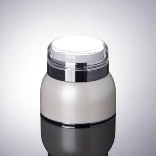 50g pearl white airless jar silver collar ransparent lid airless bottle cream jar for serum/cream/essence/moisturize packing