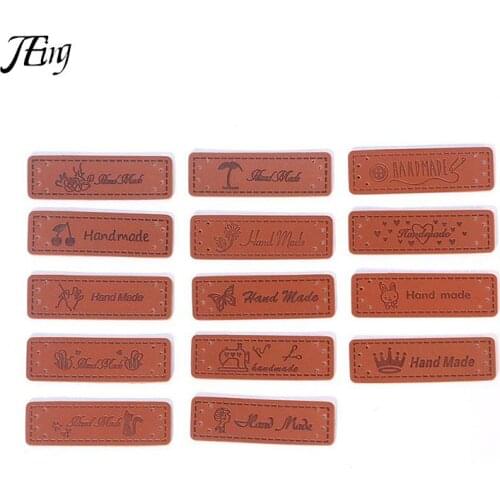 50Pcs 1.5*5cm Handmade Tags Handmade Faux Leather Knitting Label For Clothes Handmade With Love PU Label For Bag Sew Accessories