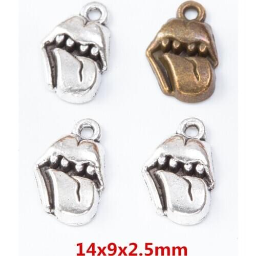 80 pieces of retro metal zinc alloy tongue pendant for DIY handmade jewelry necklace making 7589