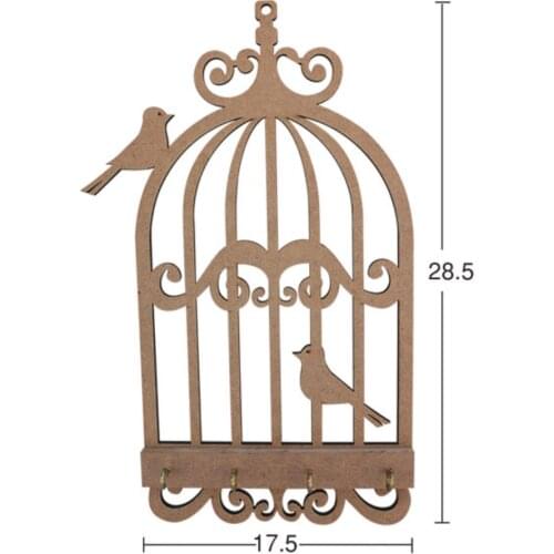 A034 Bird Keychain, Unpainted Raw Wood Mdf Key Chain