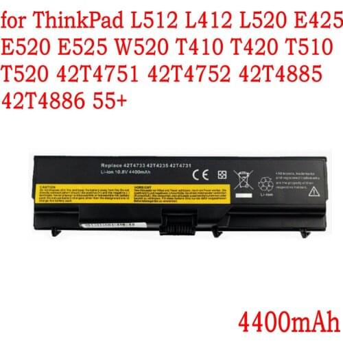 Laptop battery For ThinkPad L512 L412 L520 E425 E520 E525 W520 T410 T420 T510 T520 42T4751 42T4752 42T4885 42T4886 55