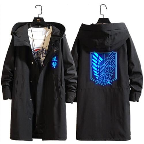 Anime Attack On Titan Cosplay Costumes Windbreaker Autumn Spring Hooded Trench Coat Thin Jacket Halloween Costume For Men CS094