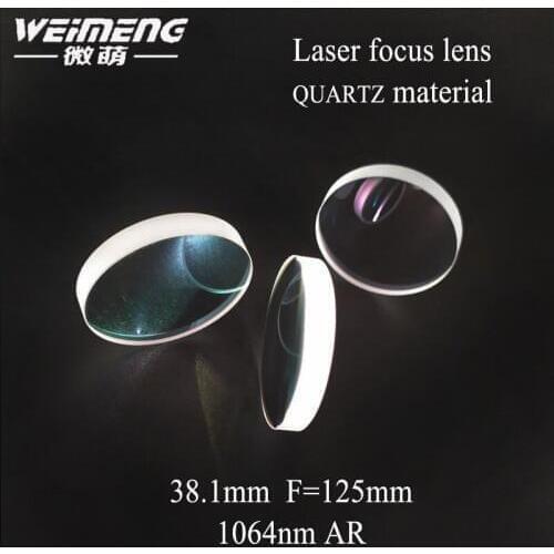 Weimeng brand plano-convex 38.1*9.2mm F=125mm imported JGS1 quartz material 1064nm AR laser focus lens for laser machine