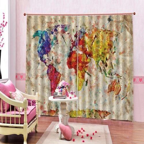 Color map curtains Customized size Luxury Blackout 3D Window Curtains For Living Room Blackout curtain