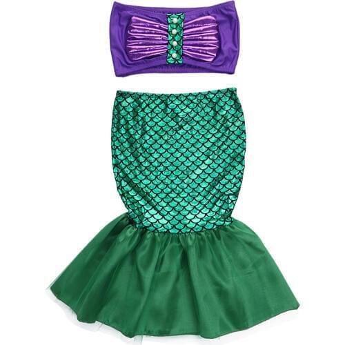 Princess Kids Baby Girls Mermaid Tails Swimwear Swimsuit Swimmable Dress Costume 2PCS Children Set