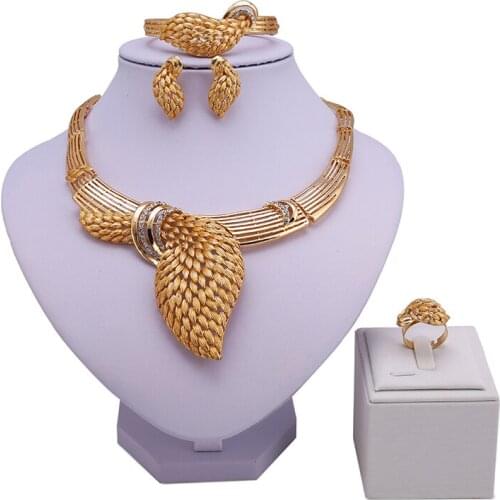Fani 2021 Nigerian wedding woman accessories jewelry set Dubai Gold Designer Jewelry Set statement Bridal jewelry set Wholesale