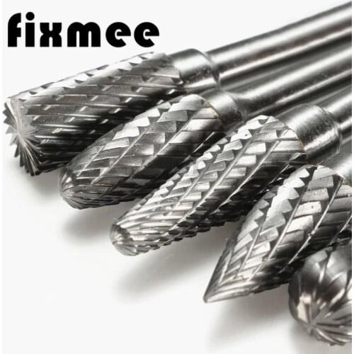 5pcs 1/4" Shank 6x8mm Tungsten Carbide Milling Cutter Rotary Burr Double Diamond Cut Rotary Tools Electric Grinding Tools