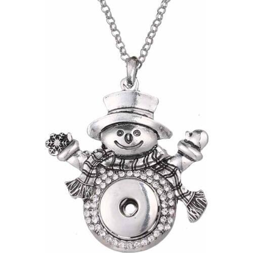 Hot Sale New 170 Snowman 18mm Snap Button Jewelry Pendants Necklace Interchangeable Charm Jewelry For Women Gift