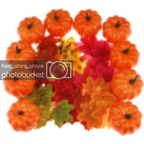 Gresorth Mixed Collection of Fake Pumpkin Artificial Maple Leaves Decoration for Autumn Fall Halloween Adornment Display