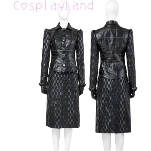 Cruella Costume Halloween Evil Queen Cosplay Outfit Black Fashion Lady Dresses Fancy Emma Formal Suit Jacket Skirt Gloves