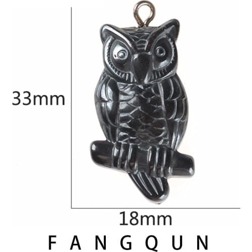 Nature hematite stone bone Owl Pendant 33*18mm Hematite bead Charm metal Jewelry DIY Necklace making accessories For Women Men