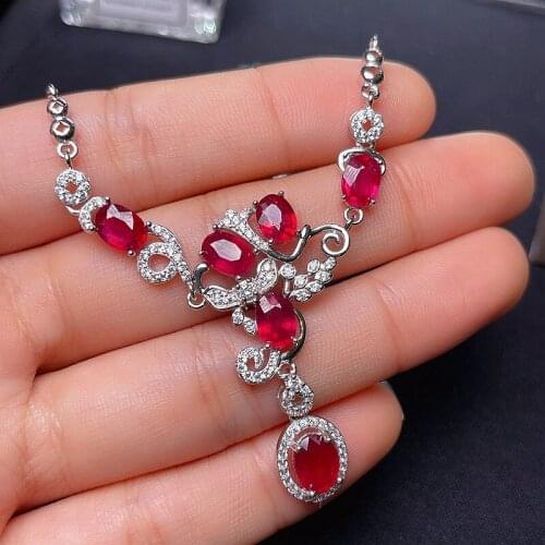 Natural Ruby Pendant for Party 6mm*8mm and 5*7mm Ruby Silver Necklace Pendant Solid 925 Silver Garnet Jewelry