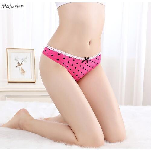 Mafurier Free shipping Womens cotton panties Ms lady sexy lace thong underwear T back Pants G String underwear (6pcs/lot)