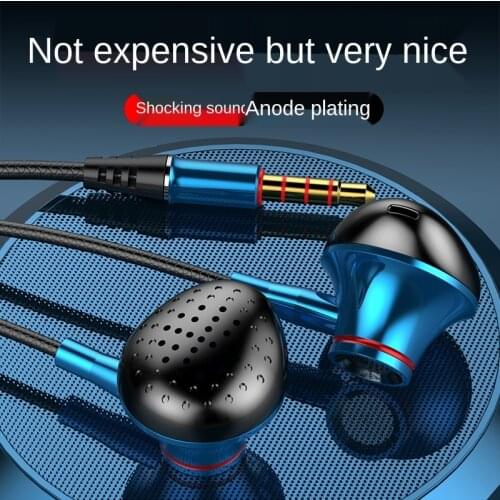 Metal Wired Headphones Noise Reduction Copper Ring Speaker Left and Right Channel 3.5MM Interface Universal Band Tuning Listenin