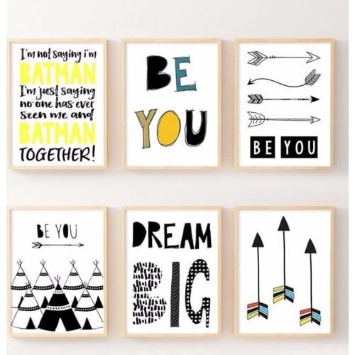 Motivational Poster Quotes Print Minimalism Wall Art Canvas Painting Black White Pictures for Living Room DREAM BIG Oil Decor