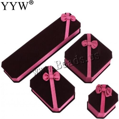 Jewelry Display Box Set Bowknot Pink Black Vintage Jewelry Packing Box For Necklace Bracelet Ring Pendant Women Wedding Box