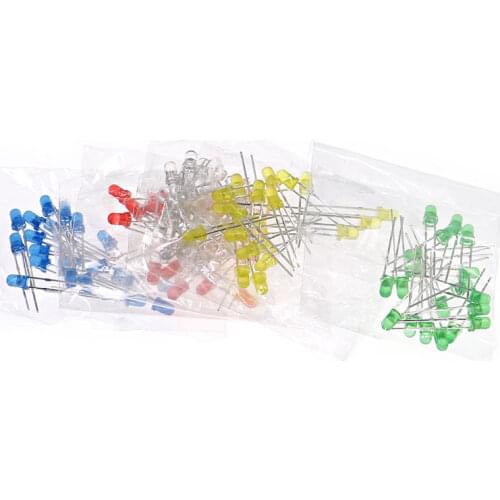100pcs 3mm LED Diode Assorted Kit White Green Red Blue Yellow Orange Pink Purple Warm white DIY Light Emitting Diode