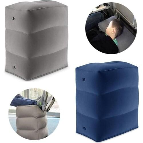 1 Gas Nozzle 3 Layers Inflatable Travel Foot rest Pillow Dust Cushion Pad Train Bag Airplane Storage & Footrest Car Foot
