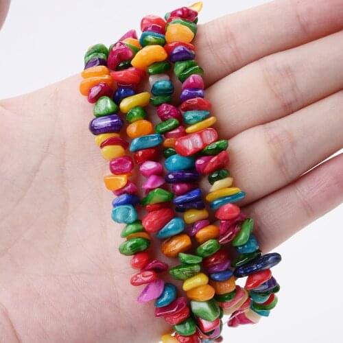 Irregular Colorful Shell Beads Chips Gravel Bead for Jewelry Making DIY Bracelet Necklace Accessories 15 Inches/Strand