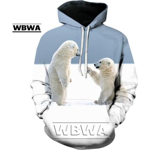 2021 autumn and winter new unisex funny cute animals 3D printing fashion trend selling Russian bear hooded sweatshirt
