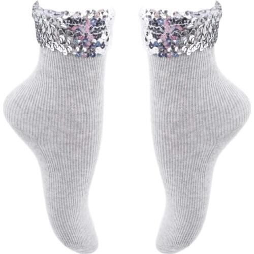 Fall Winter Womens Socks Original Design New High Quality Handmade Sequins Solid Color Socks For Women
