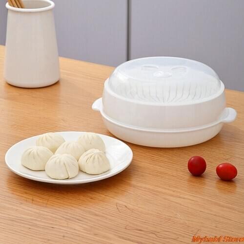 Plastic Microwave Oven Special Steamer for Buns Bread Steaming Food Heating Kitchen Tool Single Layer Microwave Steamer with Lid