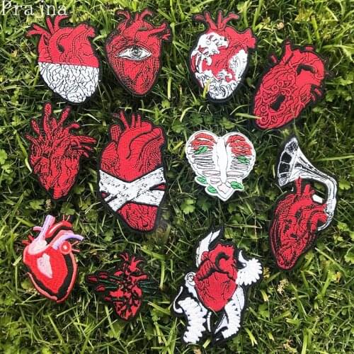 Prajna Heart Patch Stripe Embroidered Iron On Patches Stickers For Clothes Applique On Clothes Patch Broderie Parches Ropa Badge