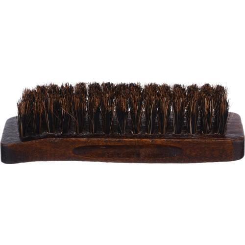 Practical Brown Wooden Handle Horse Hair Shoe Brushes Shoes Shine Polish Buffing Cleaning Brush