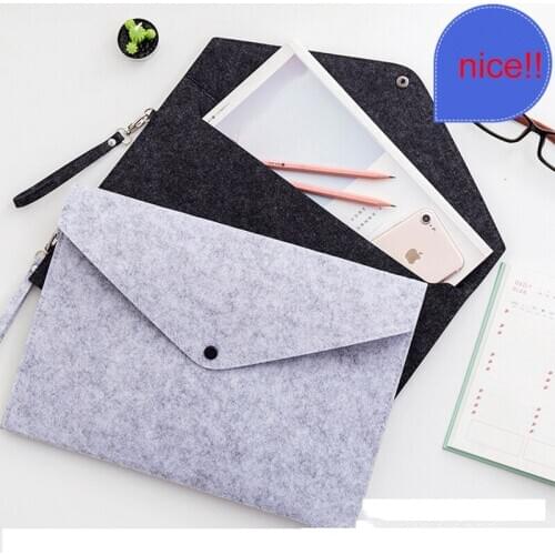 1PC Simple Solid Color A4 Big Capacity Document Bag Pad Business Briefcase File Folders Portable Chemical Felt Filing Products