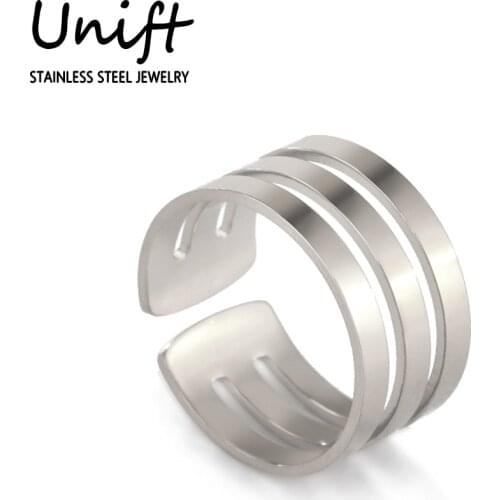 Unift Stainless Steel Simple Line-Shaped Ring Men Women Adjustable Finger Ring Trendy Couple Minimalist Jewelry Accessories Gift