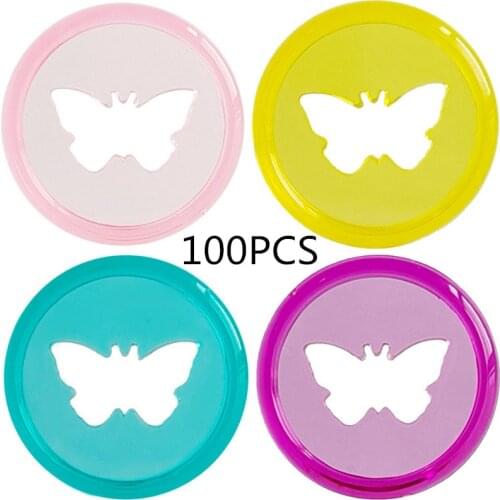 100PCS28MM transparent binding ring mushroom hole loose-leaf plastic notebook butterfly transparent buckle