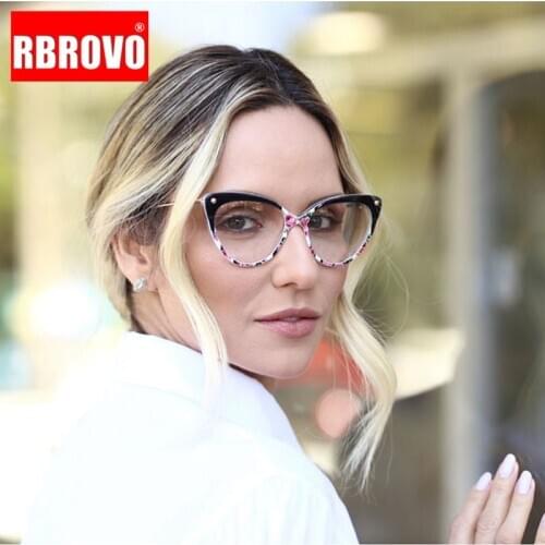 RBROVO 2021 Retro Glasses Frame Women Square Eyeglasses Women Luxury Glasses Women/Men Transparent Lentes De Lectura Hombre
