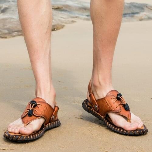 Sandalen Herren Leather Flip Flops For Men Breathable Shoes Teenslippers 2020 Blade Sneakers Chancla Hombre