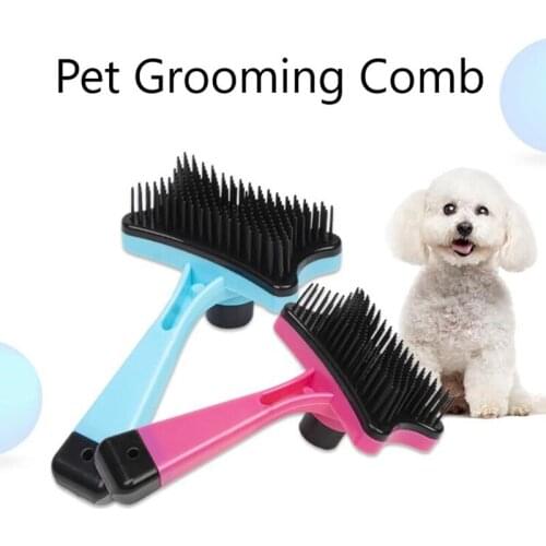 Pet Brush Automatic Plastic Shedding Hair Remove Tool Dog Cat Loose Hair Comb For Pet Faces Fur Nozzle Grooming Blue,Pink,Orange