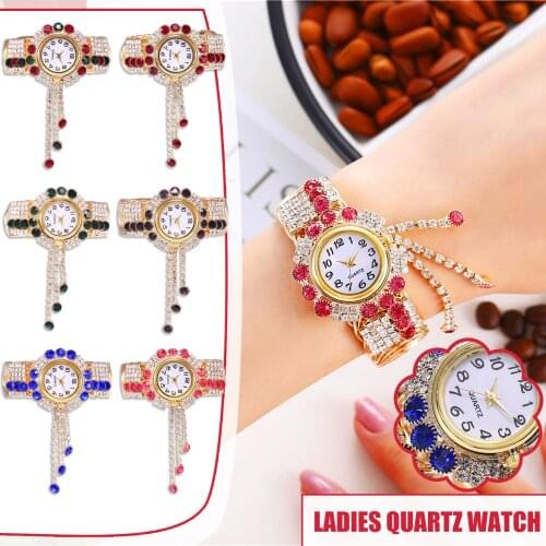 Stylish Printed Beaded Bracelet Bangle Jewelry Alloy Bracelet Watch Fashion Quartz Elastic Wristwatch Girls Watch For Women