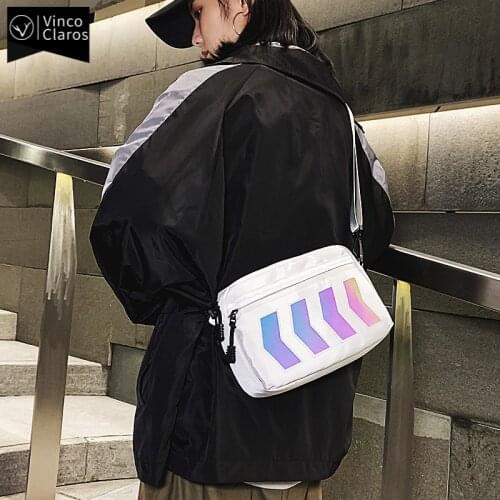 Hip-Hop Streetwear Sling Bag Men Fashion Reflective Mens Small Shoulder Bag Unisex Cool Bags Over The Shoulder Summer Bags 2021