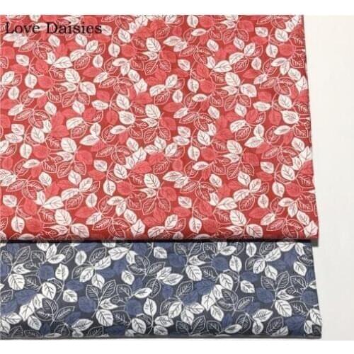 100% Cotton Twill Cloth Japanese Style Dark GRAY RED Small Leaves Fabrics for DIY Bedding Apparel Dress Cushion Handwork Decor