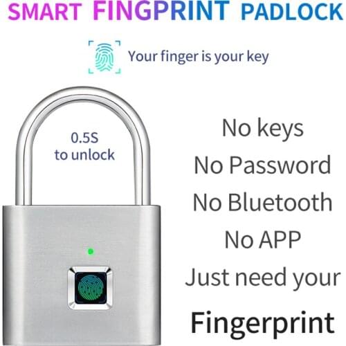 Smart Biometric Padlocks Rechargeable Door Thumbprint Door Lock Smart Padlock USB Keyless Quick Unlock