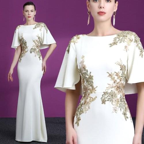 Evening dress Mrs 2019 Mom Full dress embroidery High archives Marriage banquet Wedding banquet Host Show Sloppy funds