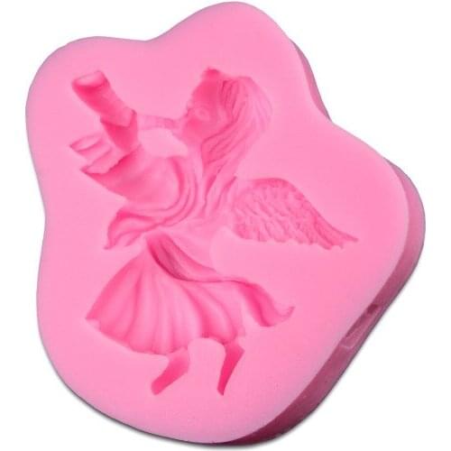 High Quality Mini Silicone Girl Blow The Horn Cake Decorating DIY Mold Handmade Fondant Mould Tool*1 D154