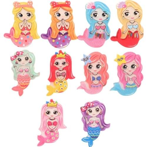 30PCS 1.2inch Acrylicr Mermaid Cute Hair Accessories for girls Hair Bows Flatbacks Boutique Supplies for Hairclips Barrettes